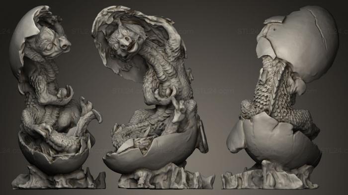 Статуэтки грифоны и драконы (Дракон в яйце большой, STKG_0008) 3D модель для ЧПУ станка